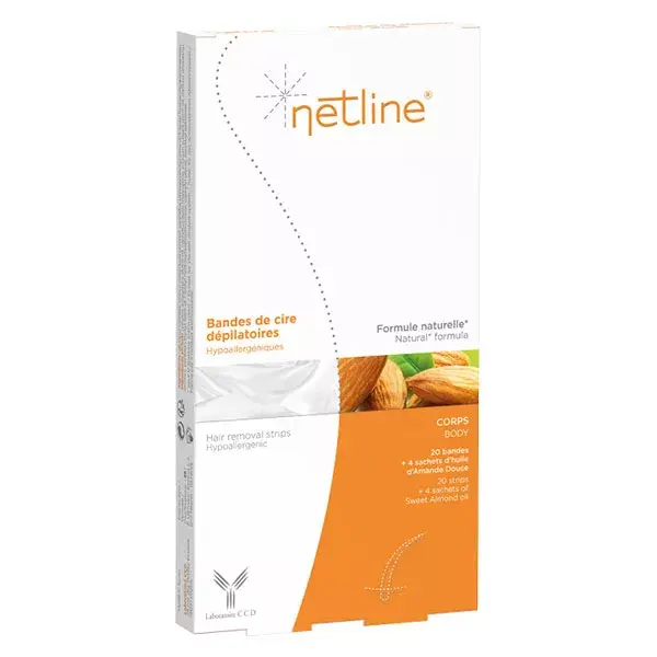 Tiras de cera corporal Netline, 20 unidades
