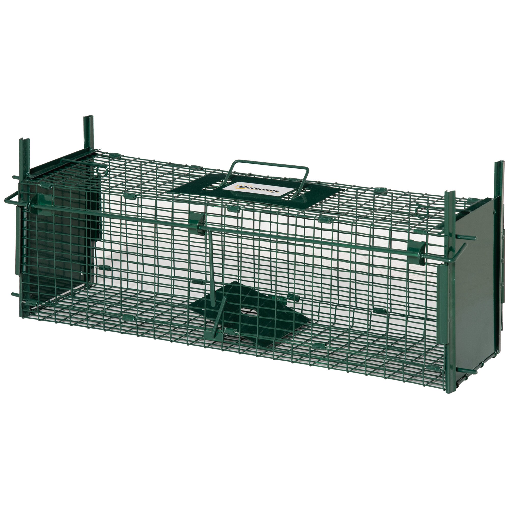 Outsunny Lebendfalle mit Doppeltüren und Griff grün 60L x 18B x 20H cm
