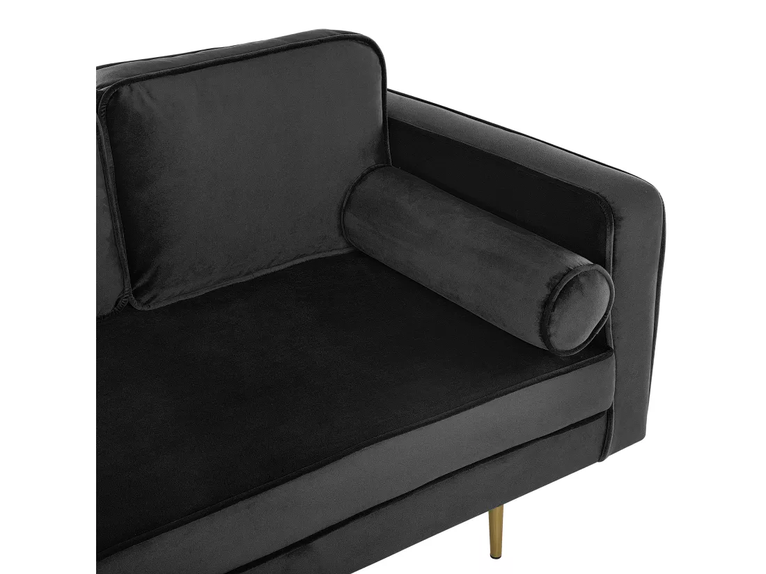Chaise longue en velours noir côté droit MIRAMAS
