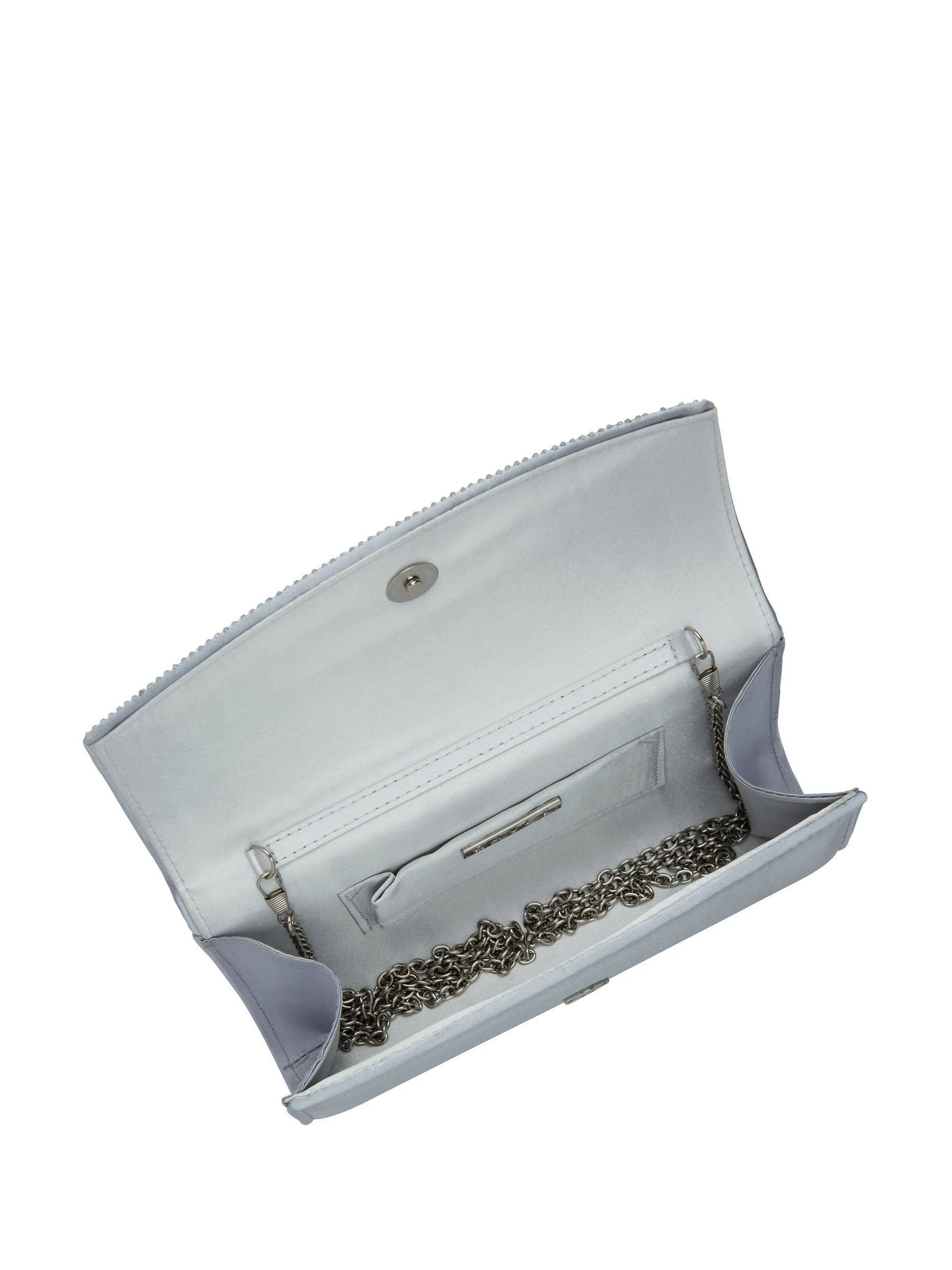 Geborsteld zilver - Ravel - Clutch met ketting