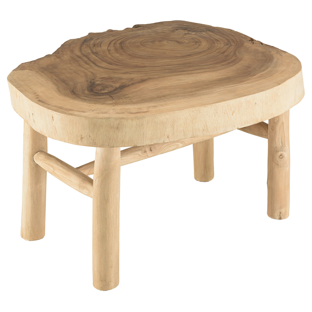 Macabane Table basse en branches de teck Will bois - 102x80x50.5 cm