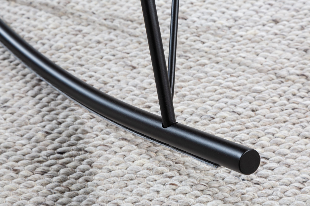 Design Schaukelstuhl SCANDINAVIA SWING weiß Bouclé Sessel schwarz Metall
