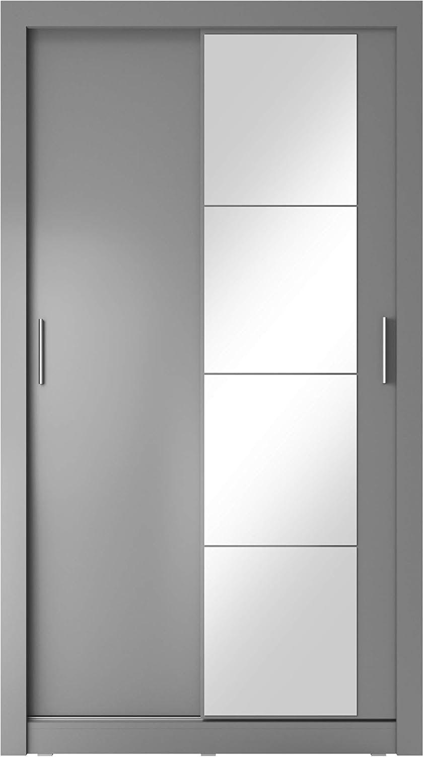 Schwebetürenschrank Kleiderschrank AR-06 ARTI Garderobenschrank mit Spiegel Schiebetürenschrank (Grau Matt)