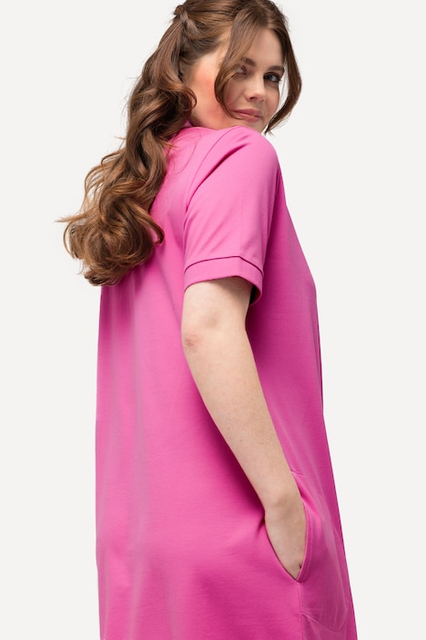 Polokleid, Piquee, halbe Knopfleiste, Halbarm