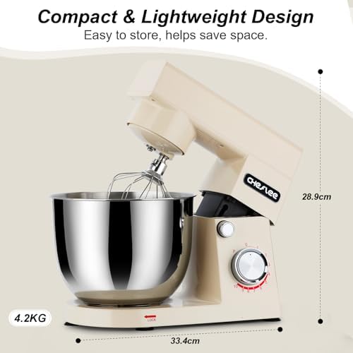 Robot Patissier CHeflee,1500 W Robot Patissier,avec Bol en Acier Inoxydable de 4,5 et 5,5 L,10 P Vitesse,avec Crochet Mélangeur,Crochet Pétrisseur,Fouet et Protection Anti Eclaboussures (Noir） : Cuisine et Maison