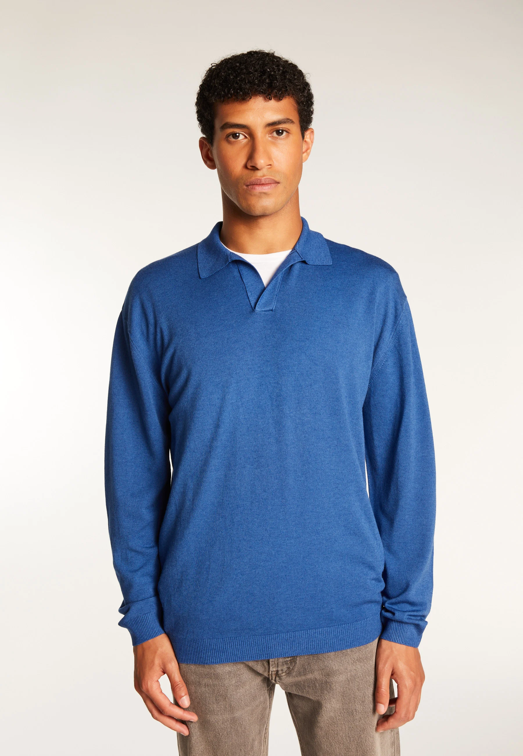 THIBAUDAH24 - Polo en laine mélangée | Bleu