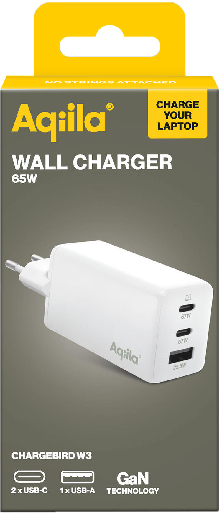 Aqiila Chargebird W3 65W 2xUSB-C/USB-A