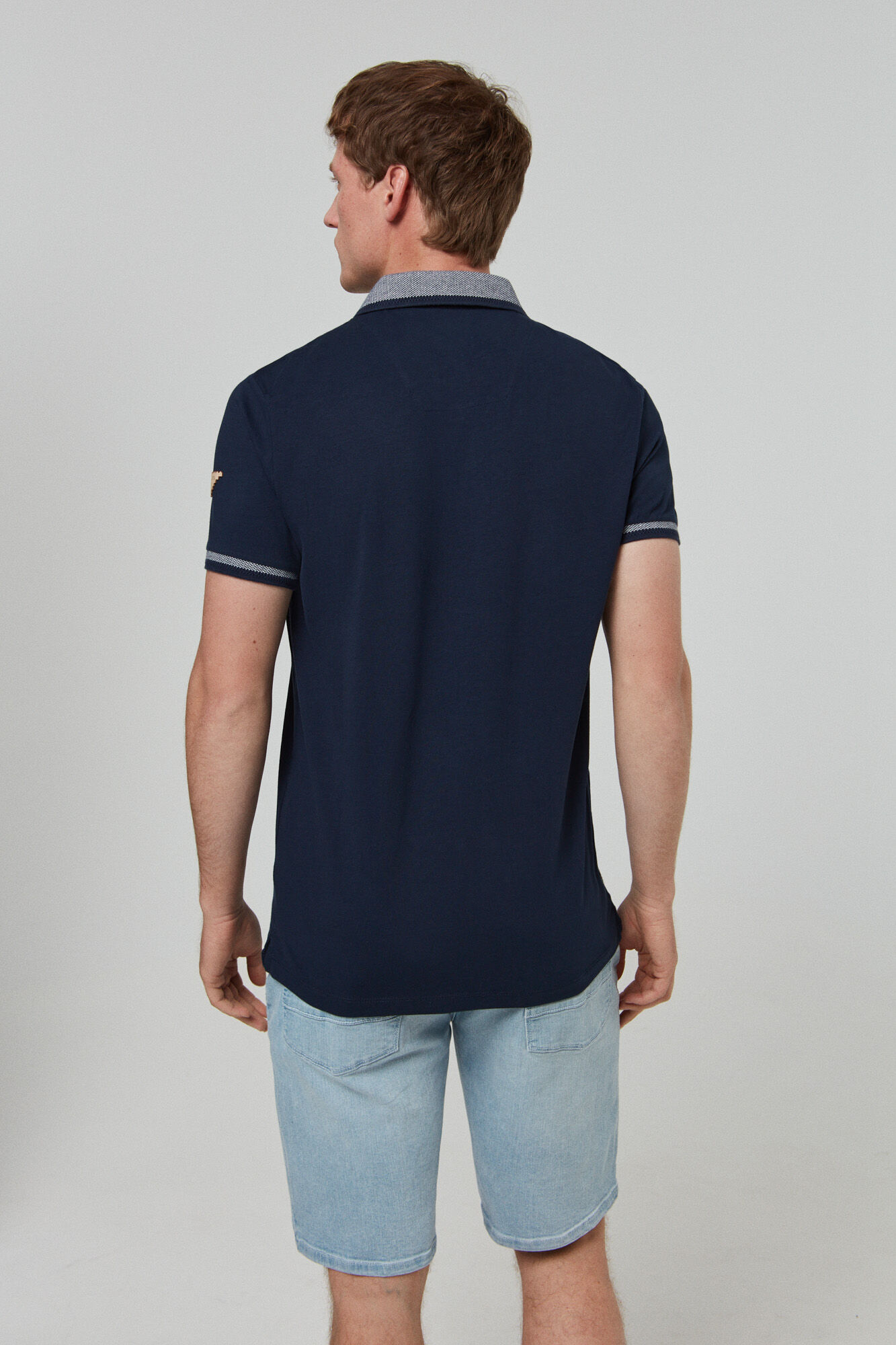 Camisa polo lisa com bolso azul-marinho - Azul-marinho