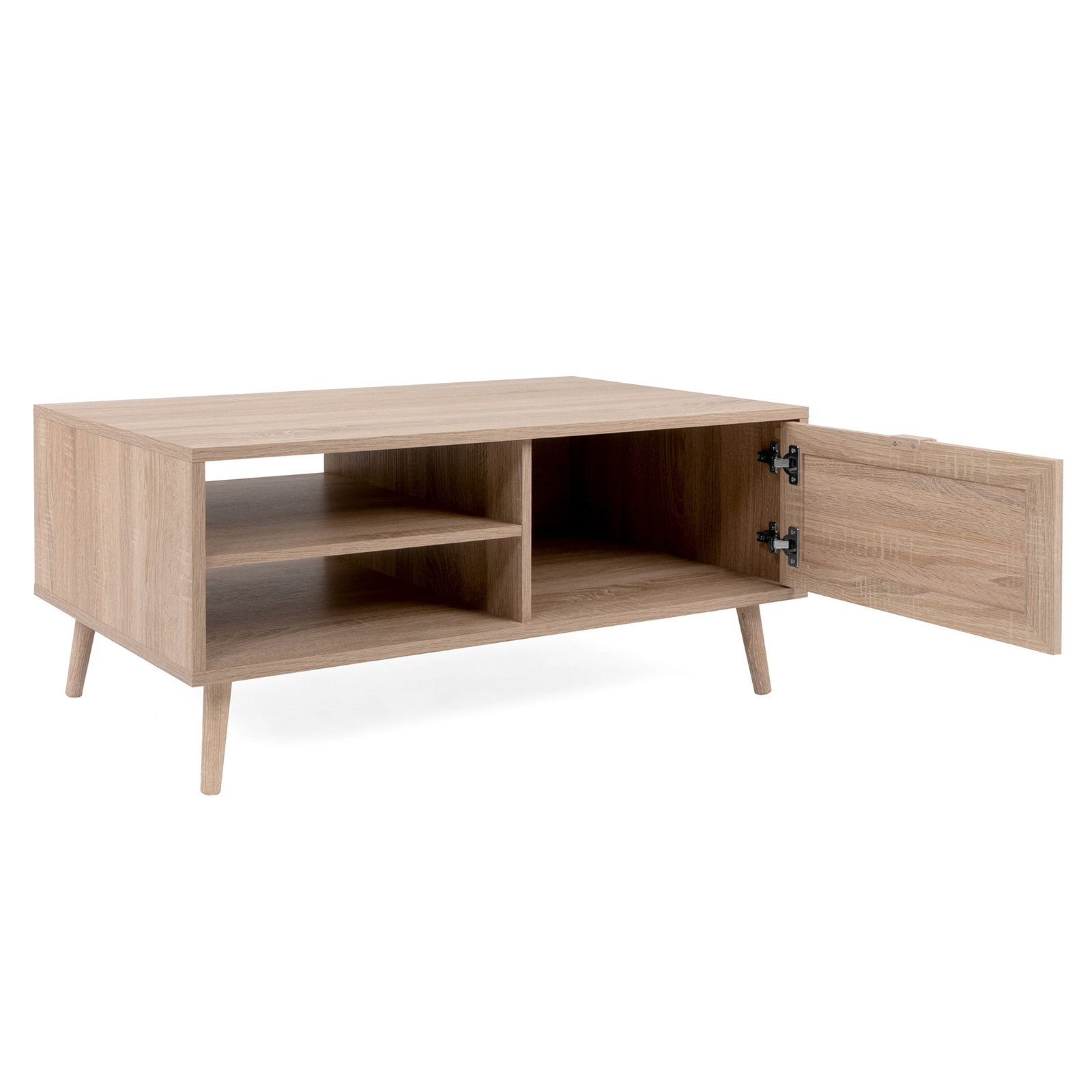 Couchtisch BALI - Sonoma Eiche - Rafia Geflecht - 100 cm breit