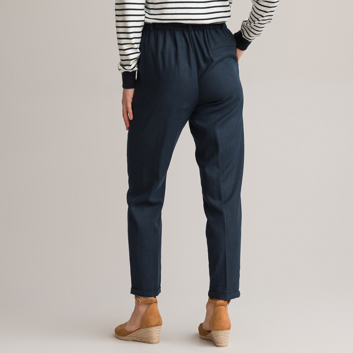 ANNE WEYBURN<br>Calças de jogging, cinto de amarrar, linho misto