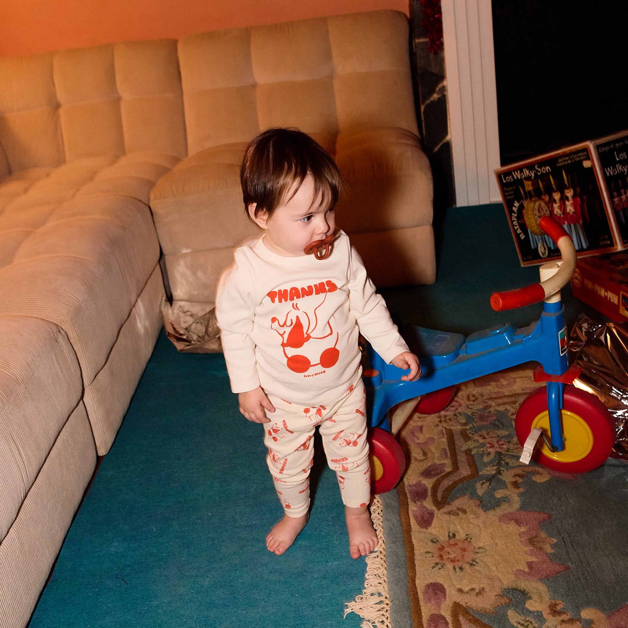 Baby Langarmshirt Rolling Dog Offwhite
