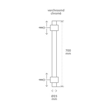 Van Marcke Glijstang Keros Chroom 70 cm