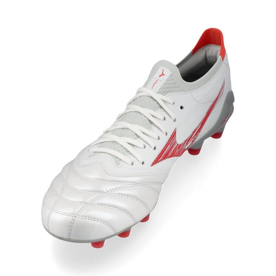Mizuno Morelia Neo IV Beta Made in Japan FG/AG Charge - Blanc/Radiant Red