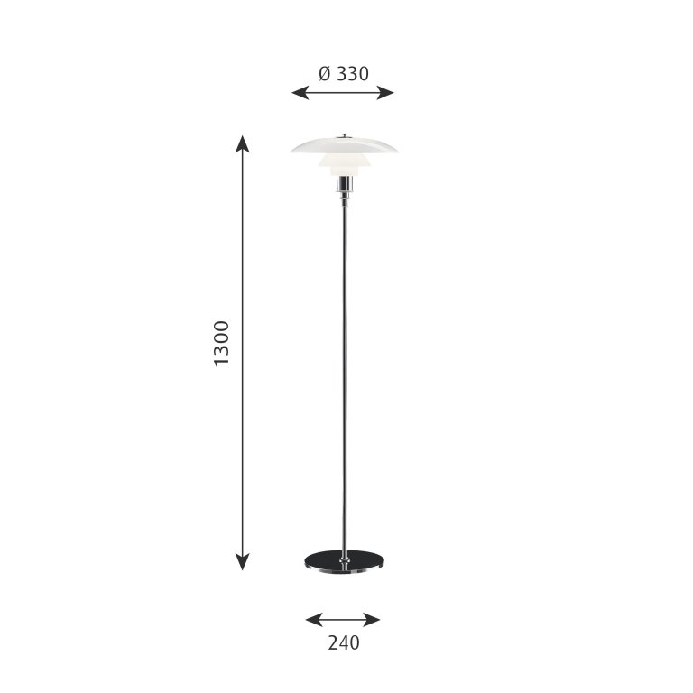 Louis Poulsen PH 3,5-2,5 vloerlamp hoogglans verchroomd