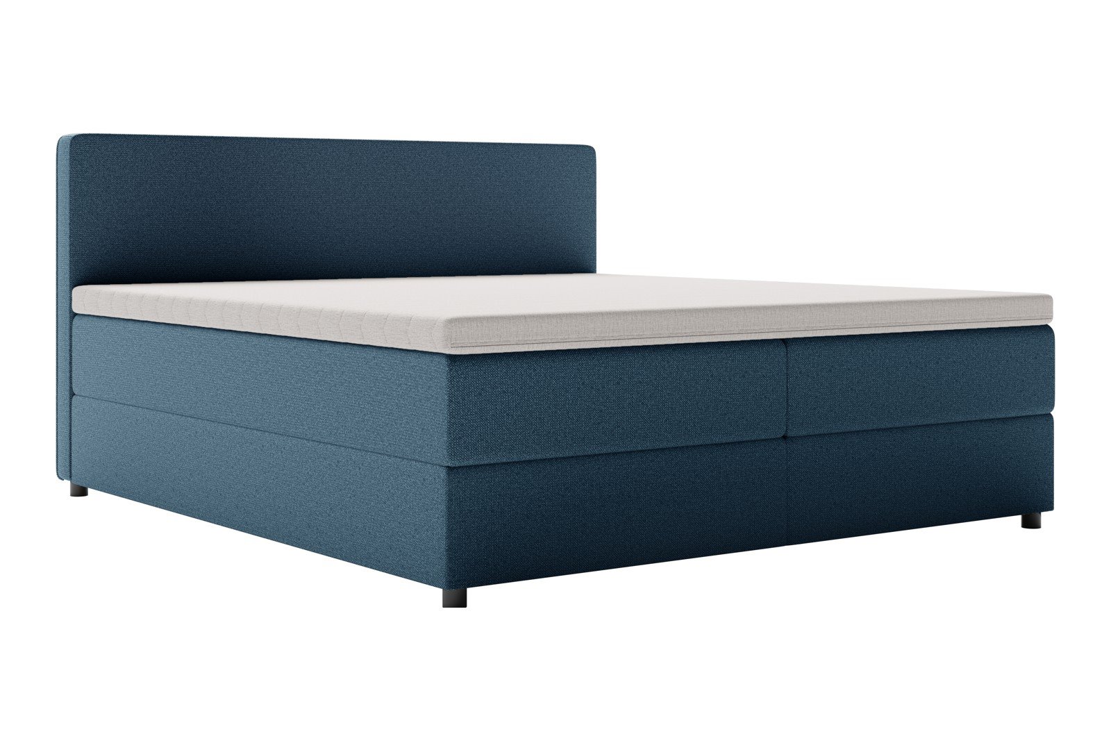 Premium 10 oppbevaringsseng 180x200 cm Magasinseng med oppbevaring, åpnes fra siden. I tekstil terranova 21 blå, med medium/fast fasthetsgrad og premium 10 overmadrass,sorte ben. Sengegavl selges separat.