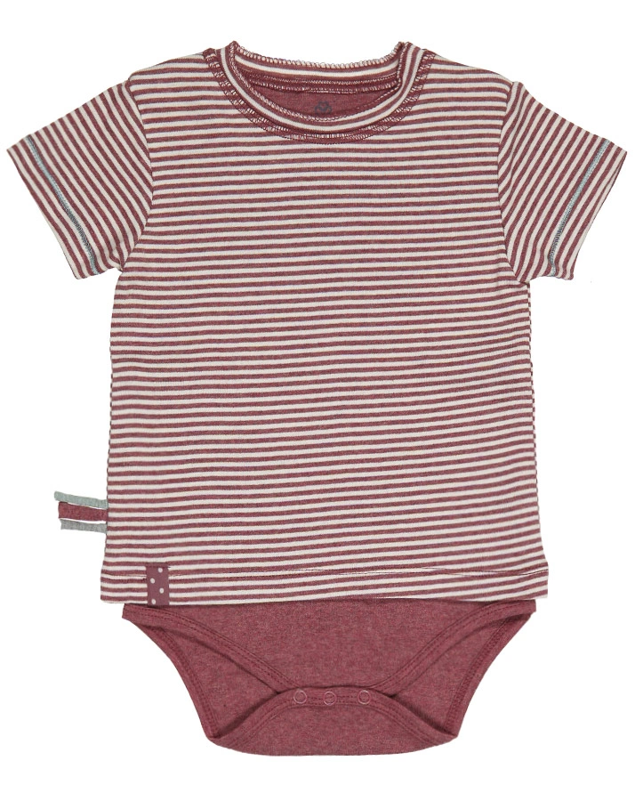 Kurzarm-Bodyshirt KUTAY gestreift in bordeaux melange
