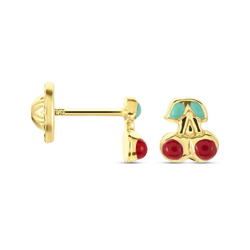Boucles D'oreilles Puces Or Jaune Helicie Email