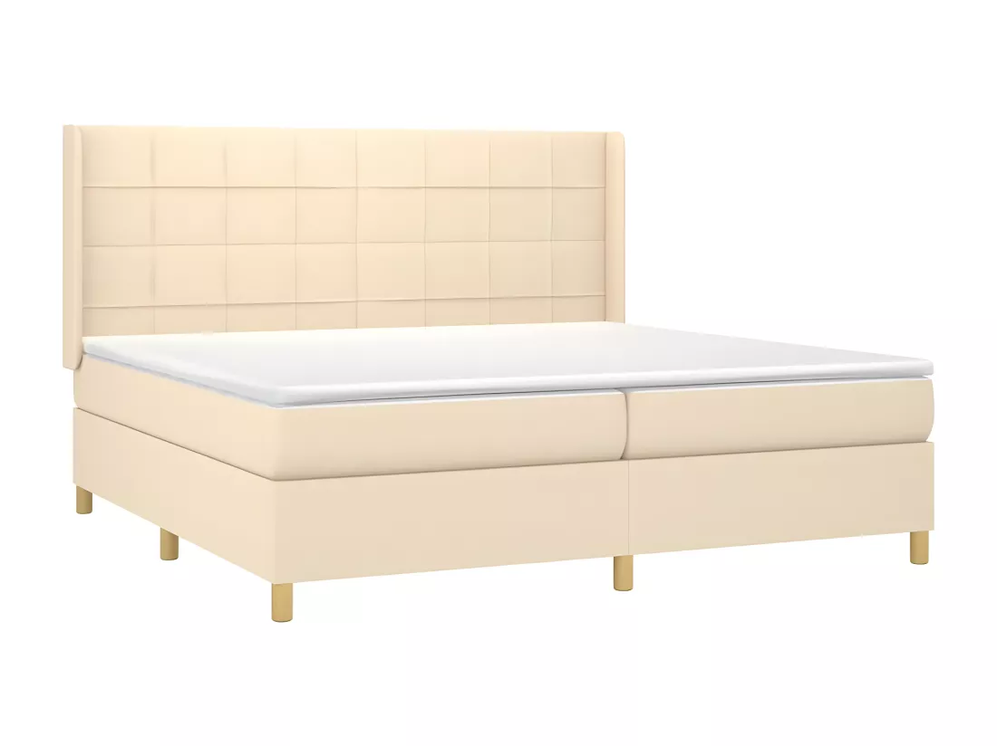 Sommier tapissier et matelas et LED Crème 200x200 cm Tissu