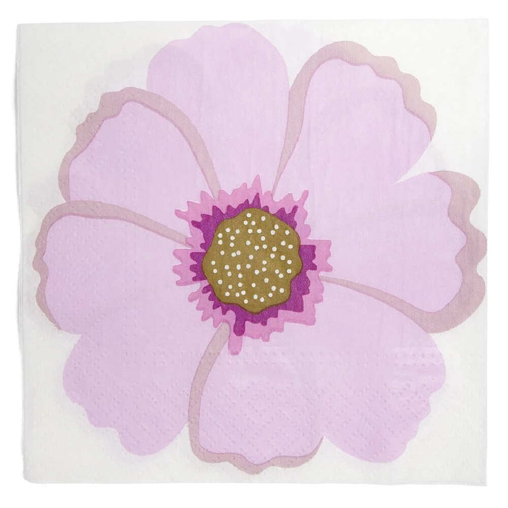 Lot de 16 serviettes motif fleur papier 33x33cm