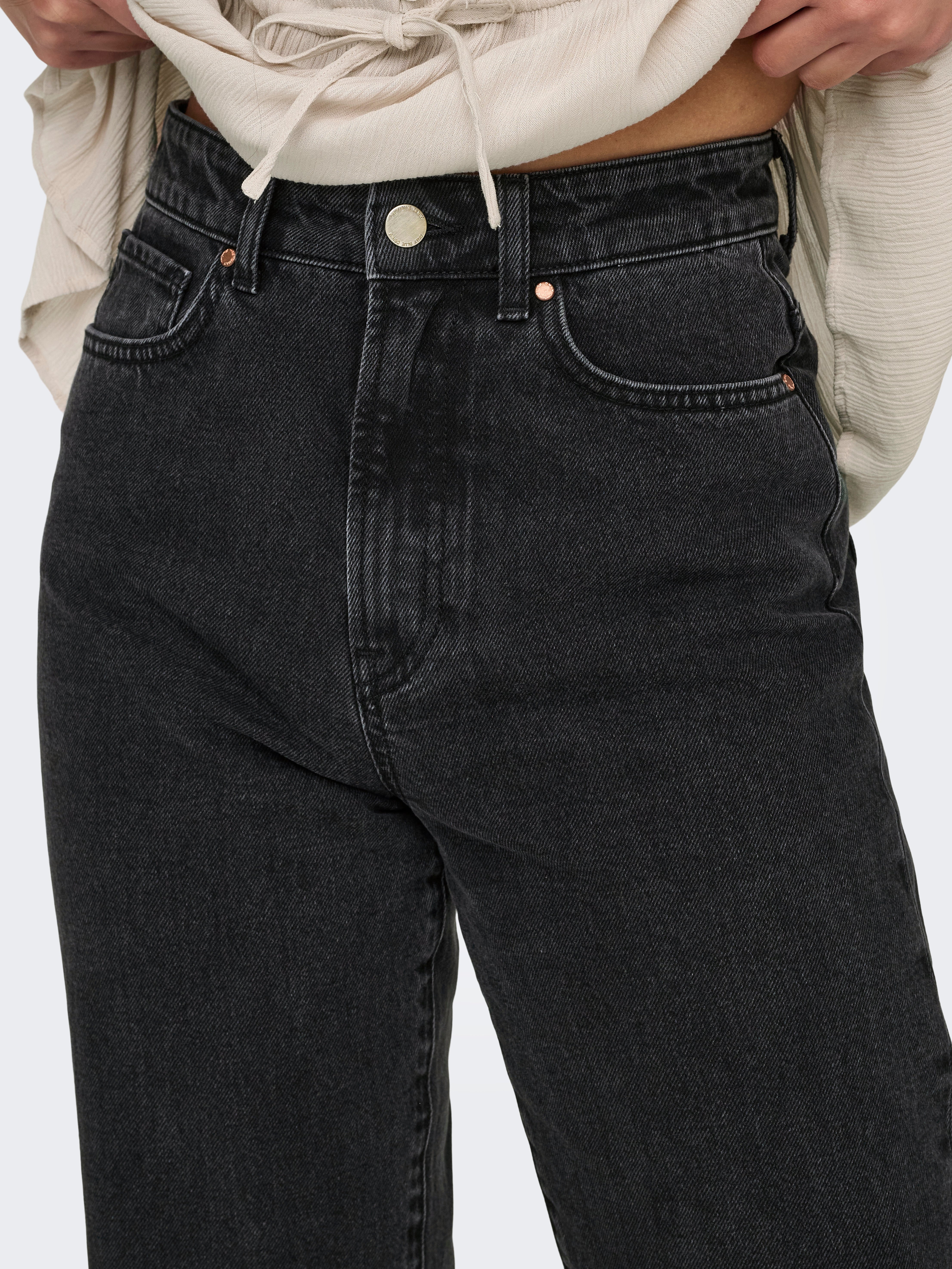 ONLSILJE Hohe Taille Gerade geschnitten Jeans Washed Black