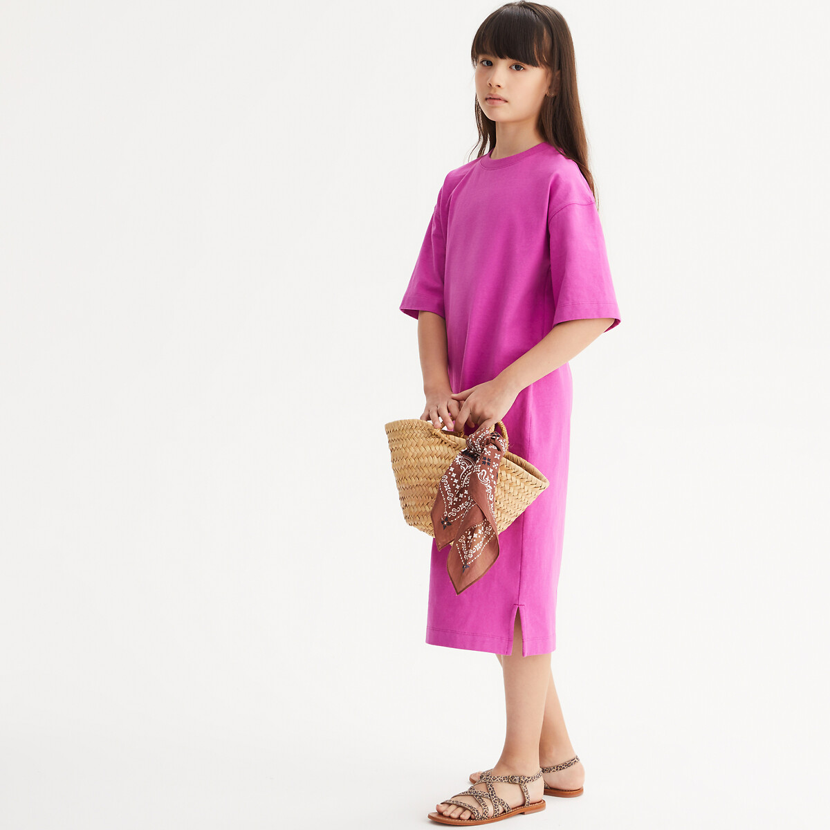 COLEÇÃO LA REDOUTE<br>Vestido camiseta reto com mangas curtas