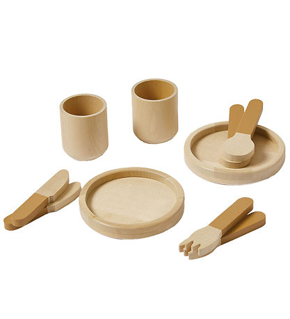 Flexa Play Service - 10 st. - Mustard/Naturholz