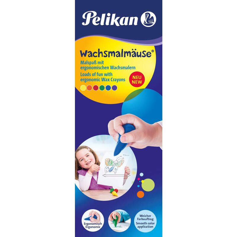Pelikan Wachsmalmäuse, 6 Stück, assortiert