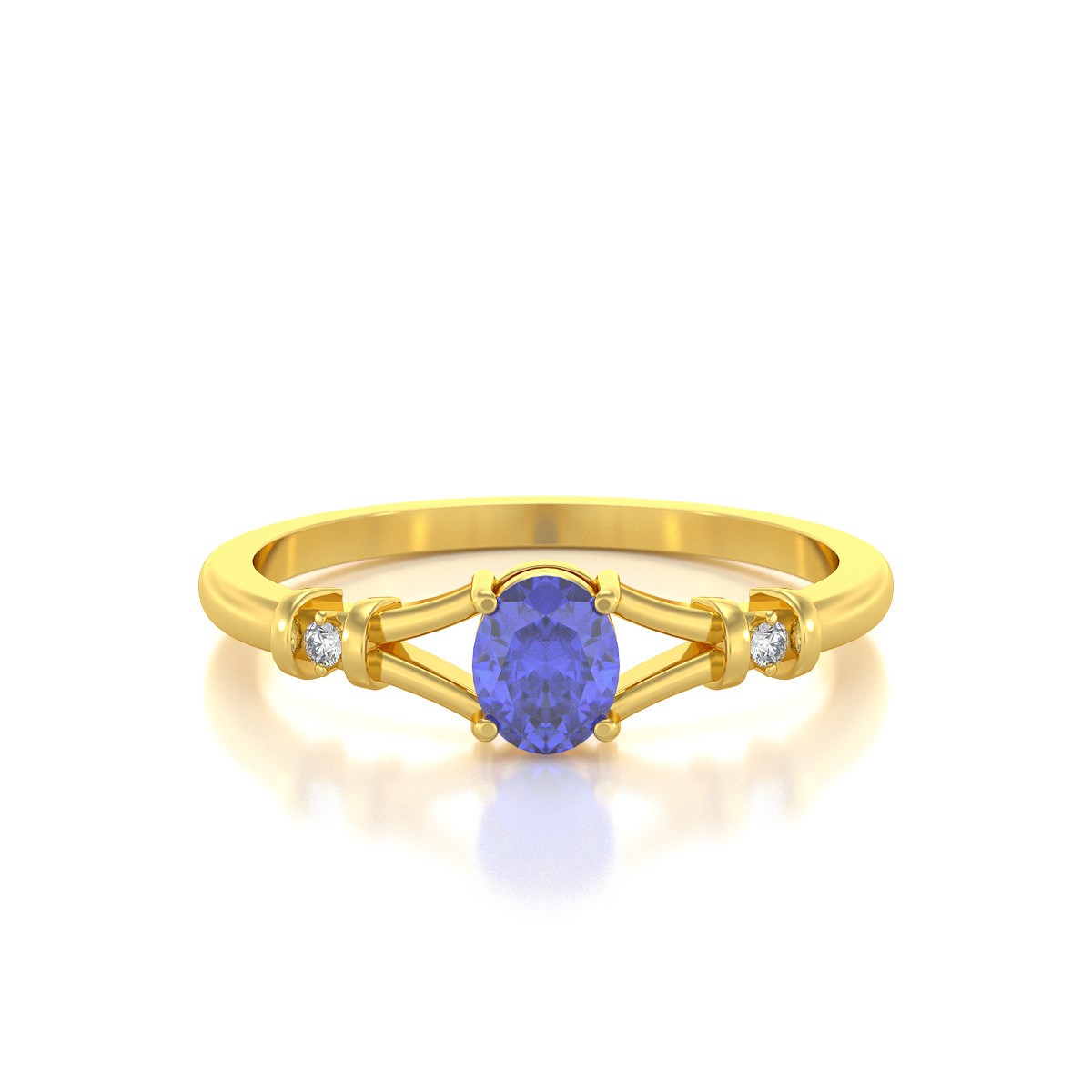 Bague ADEN Or 585 Jaune Tanzanite et diamants 2.094grs