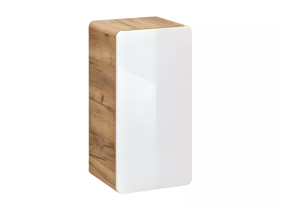 Meuble de salle de bain suspendu avec vasque à encastrer et deux colonnes - 120 cm - Coloris naturel et blanc - ARUBA