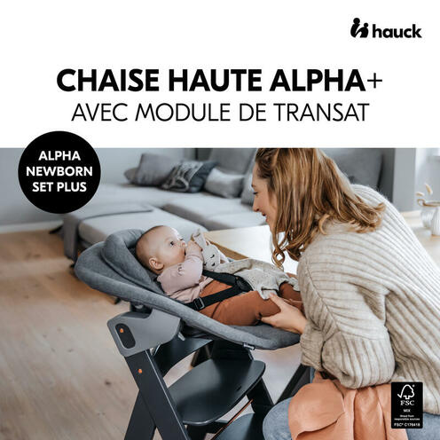 Chaise haute Alpha Newborn Set plus - Gris foncé - HAUCK
