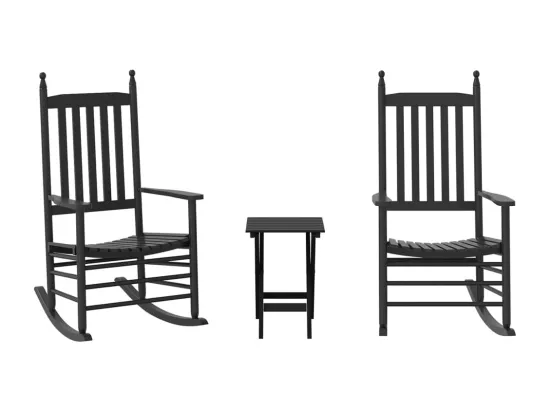 Chaises à bascule lot de 2 table pliable noir massif peuplier