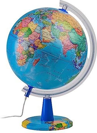 TOPGLOBE 30cm Verlichte Globe - Engelse Kaart - Moderne Politieke Wereldbol - Educatief/Geografische/Desktop Decoratie