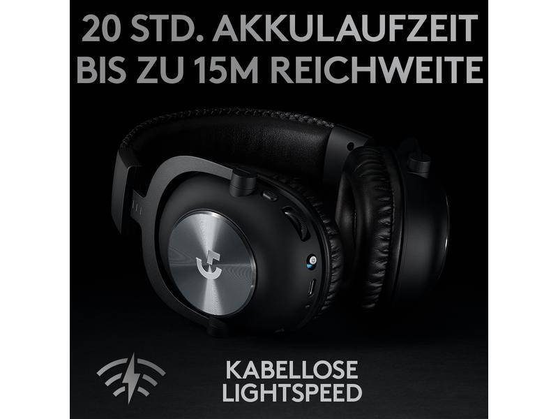 Logitech Headset G Pro X Wireless Lightspeed Gaming Schwarz Kabelloses Over-Ear-Headset mit Surround-Sound
