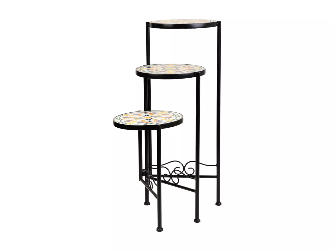 Ensemble de 3 supports en mosaïque et métal noirs