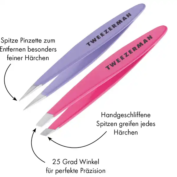 Mini Slant & Point Tweezer Set - Schräge & Spitze Mini Pinzetten, Pink & Lilac