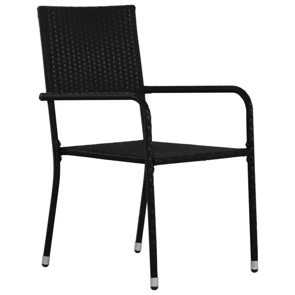 vidaXL - Tuinstoelen - Stapelbaar - Zwart - Poly rattan - 2 stuks
