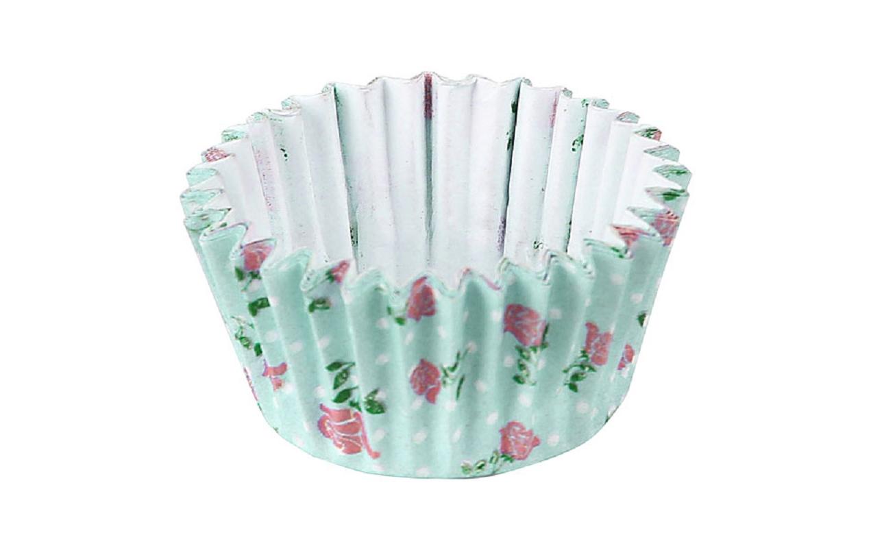 Pralinenform Vintage Rose Rund, 100 StückPralinenförmchen aus Papier