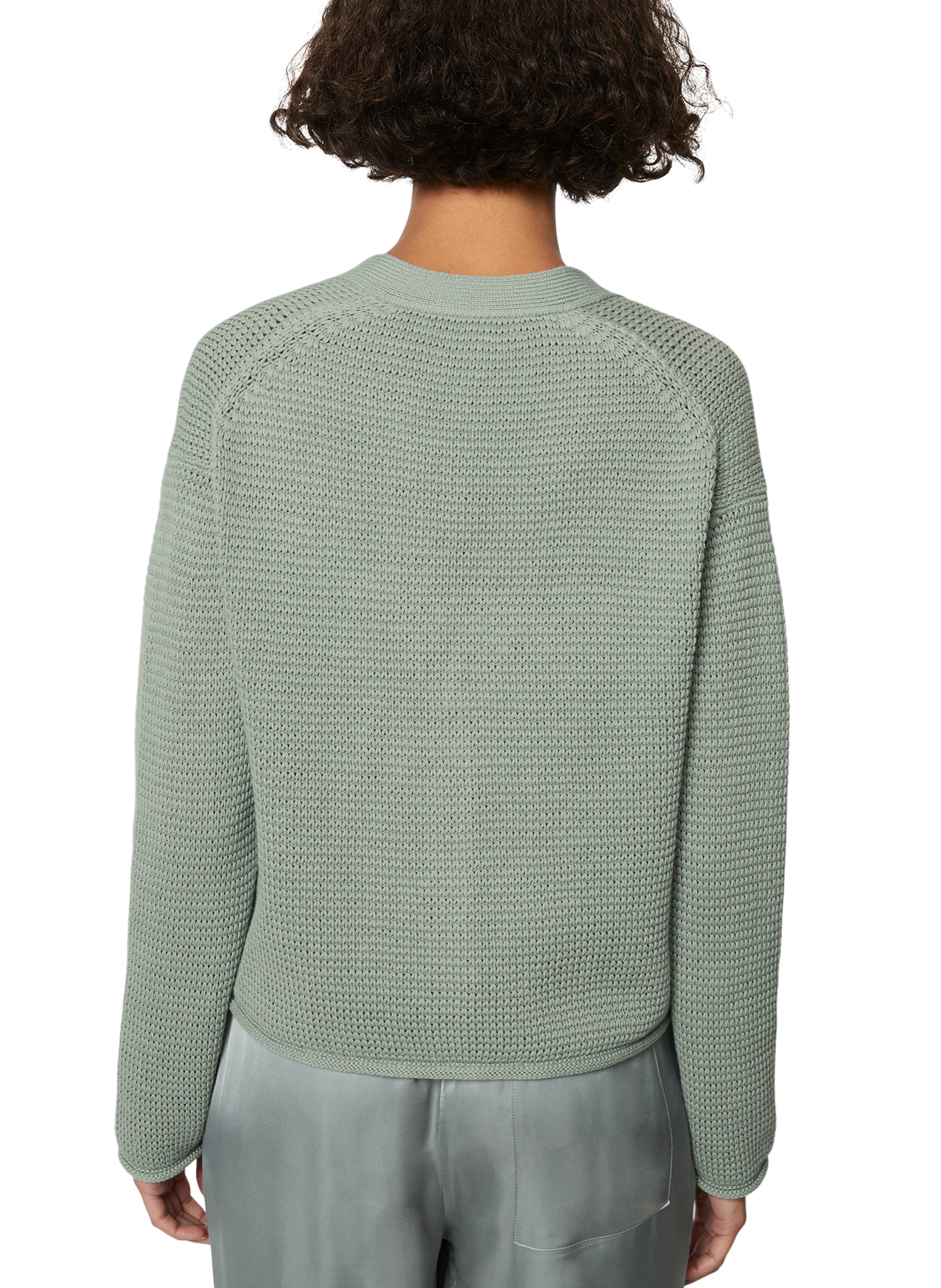 Gilet droit col V en coton bio | Vert