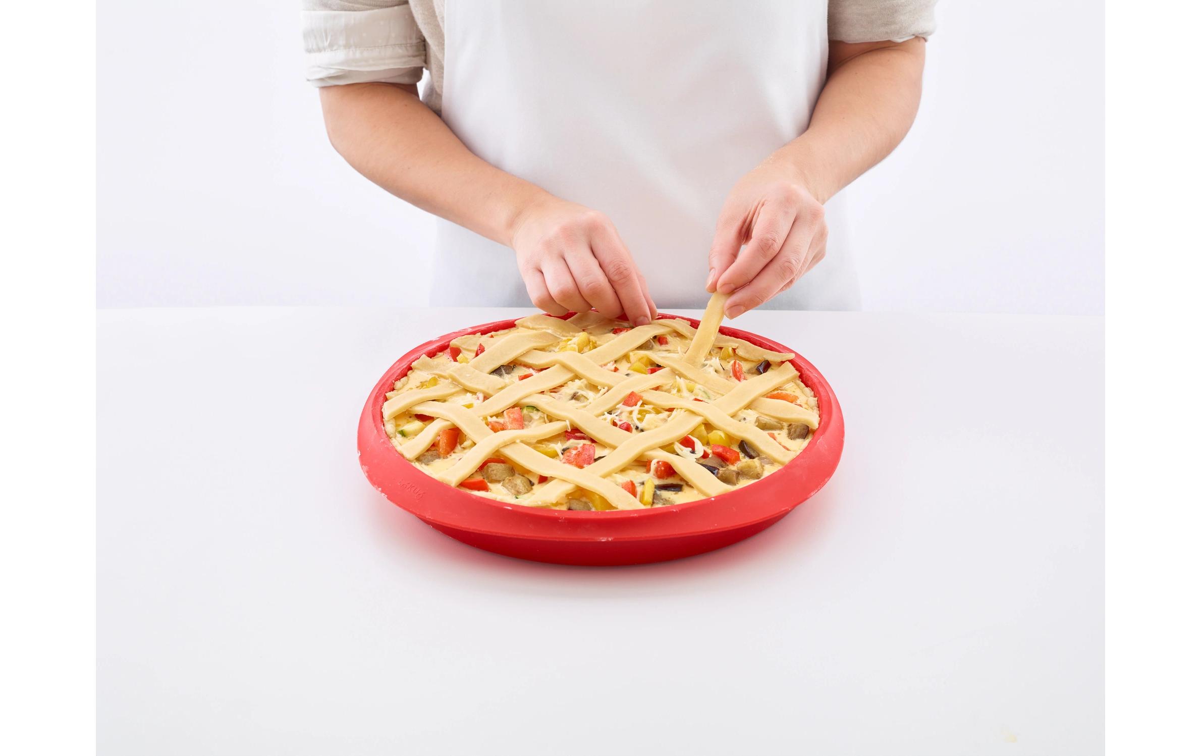 Quiche-Backform ø 28 cm, Rot / WeissQuicheform mit Keramikplatte