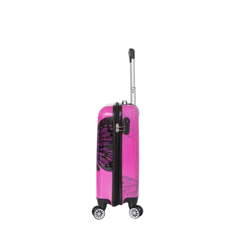 Valise cabine rigide 26820B 55 cm Papillon rose