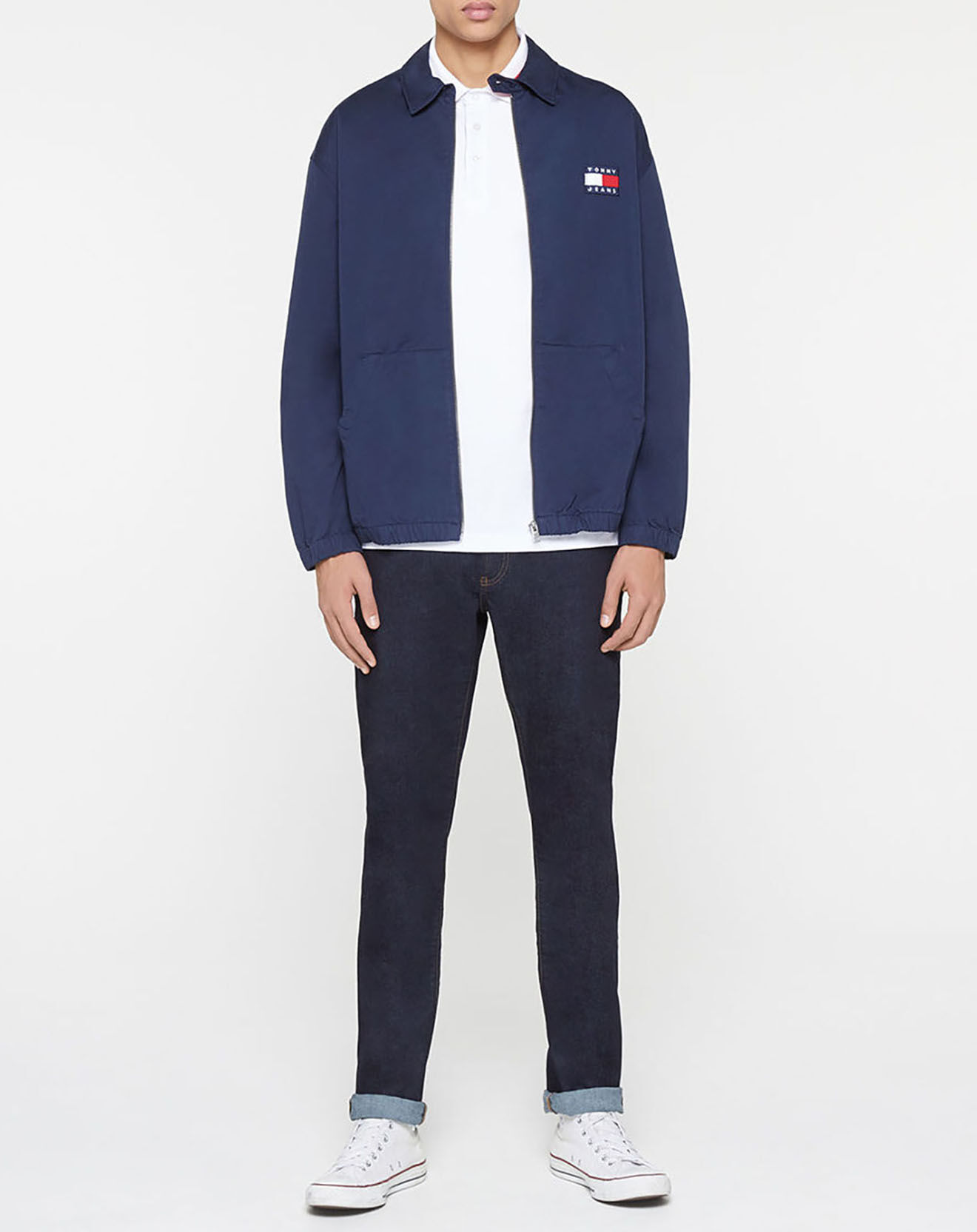 Tommy Jeans Blouson 100% Coton Bio casual badge bleu marine