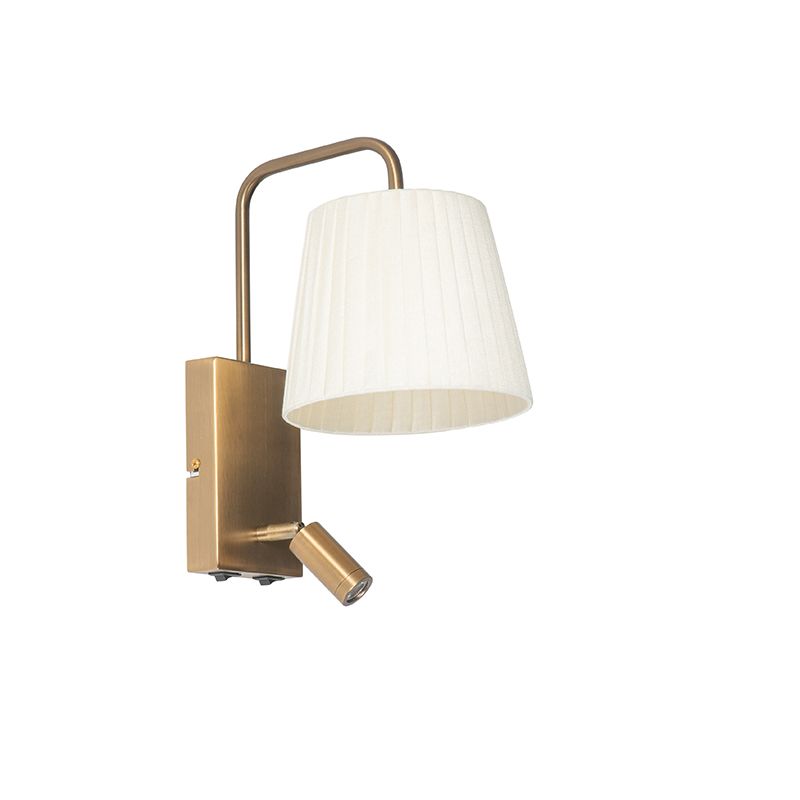 Moderne wandlamp wit en brons met leeslamp - Renier