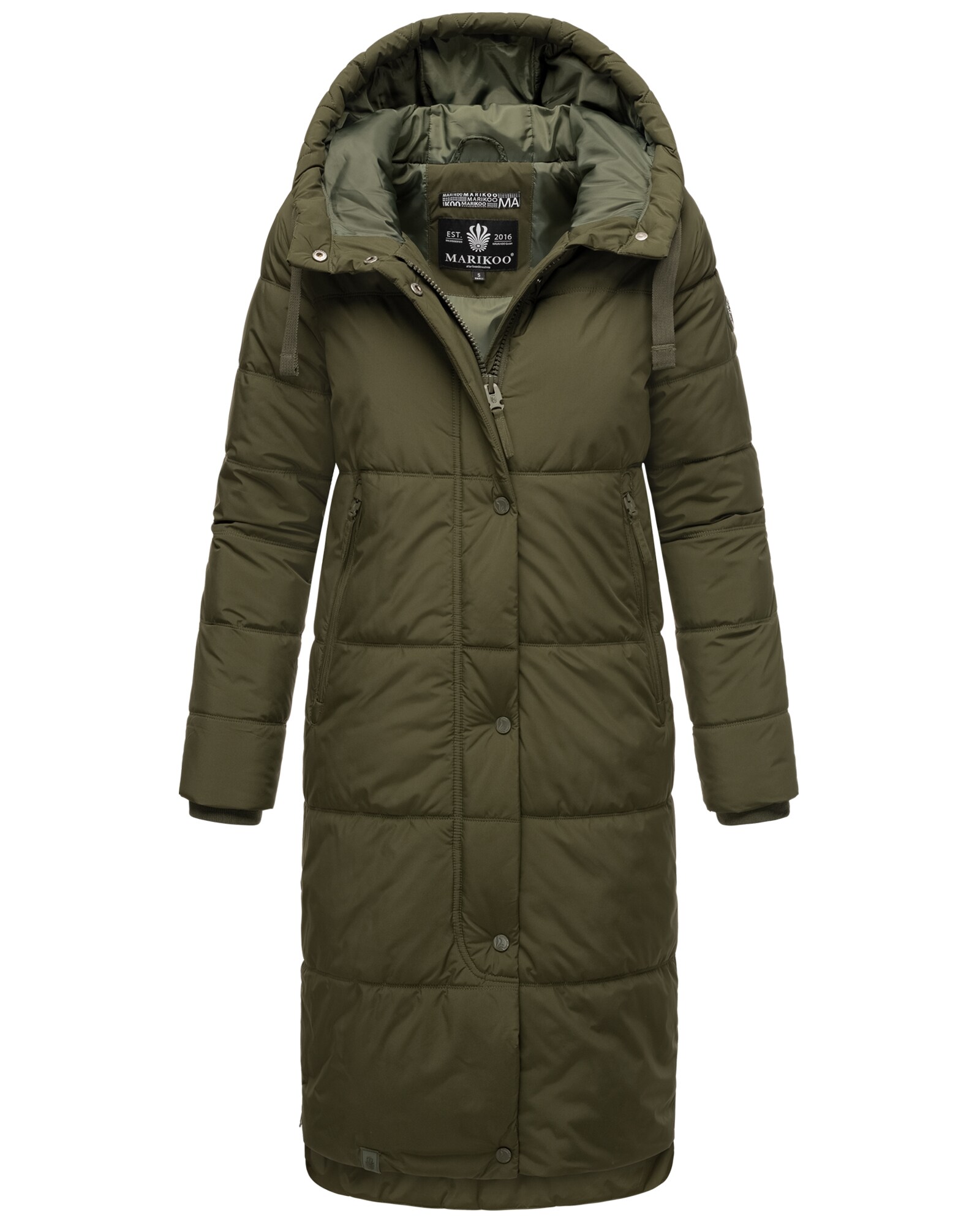 MARIKOO Damen Winter Steppmantel Stepp Jacke Mantel Parka warm mit Kapuze Soranaa
