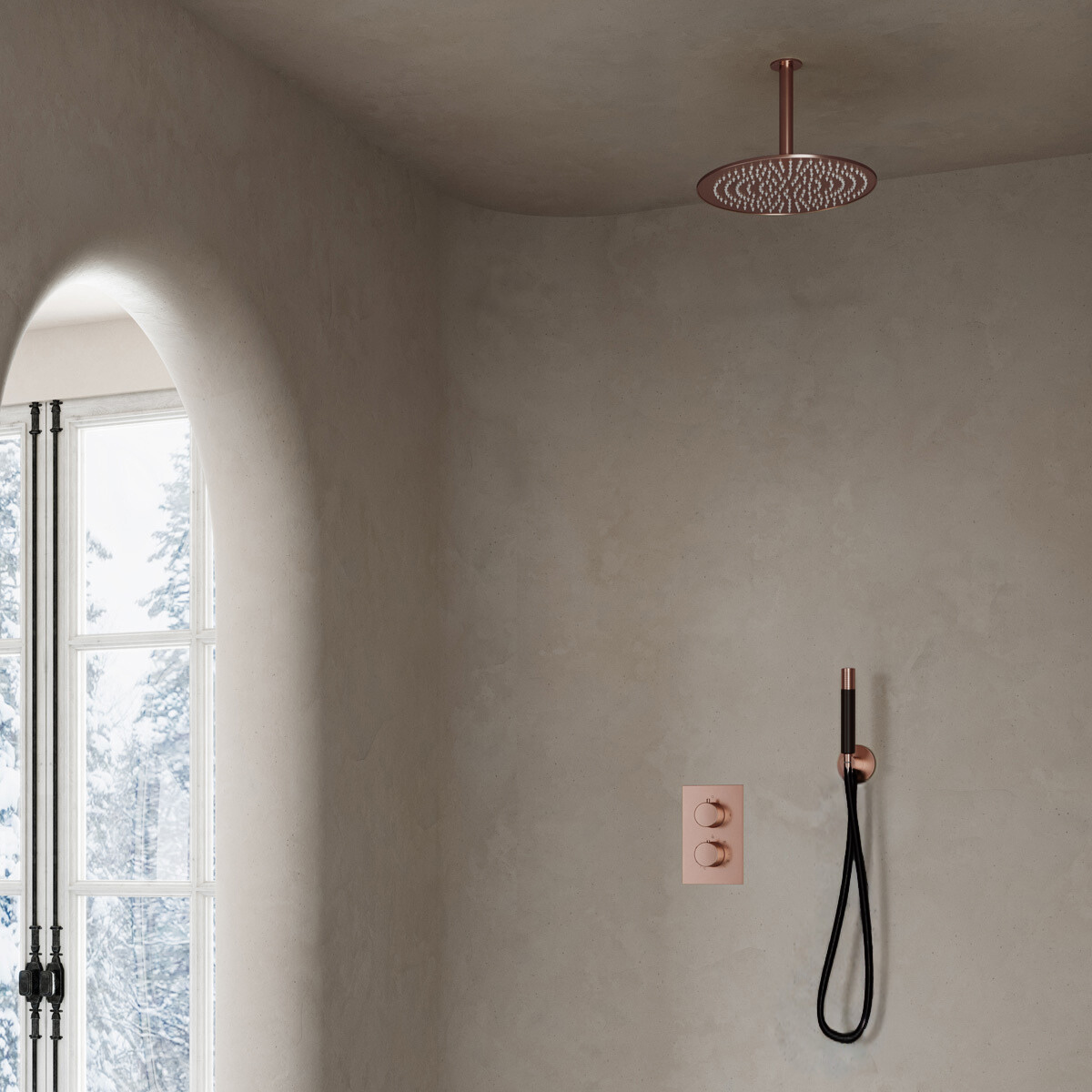 Saniclear Copper Pro inbouw regendouche met plafondarm en 30cm hoofddouche