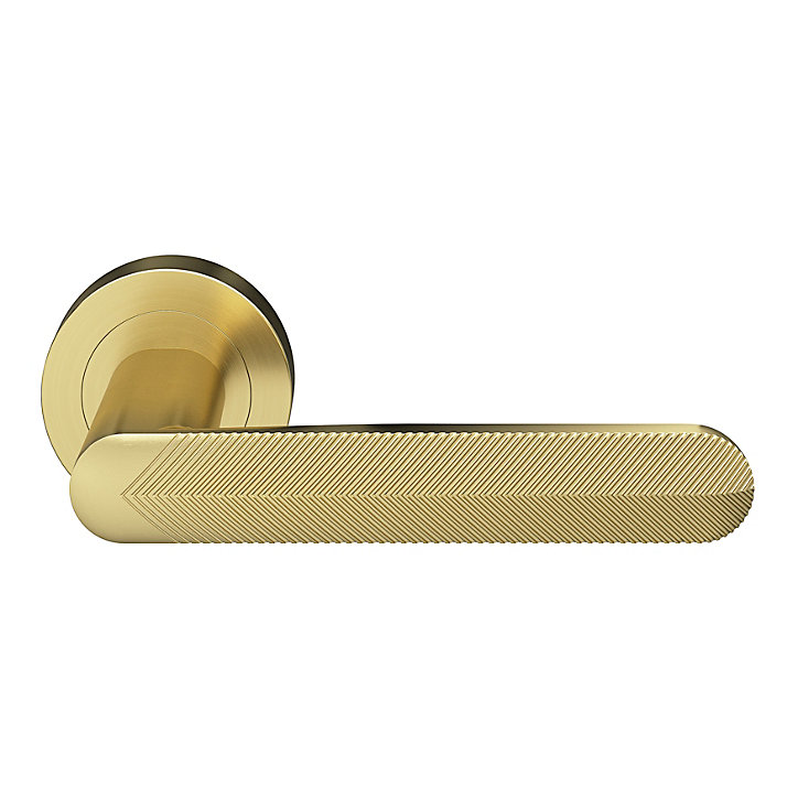 Ensemble poignée sur rosace rond à visser GoodHome Garlan effet laiton satin or Ø50mm