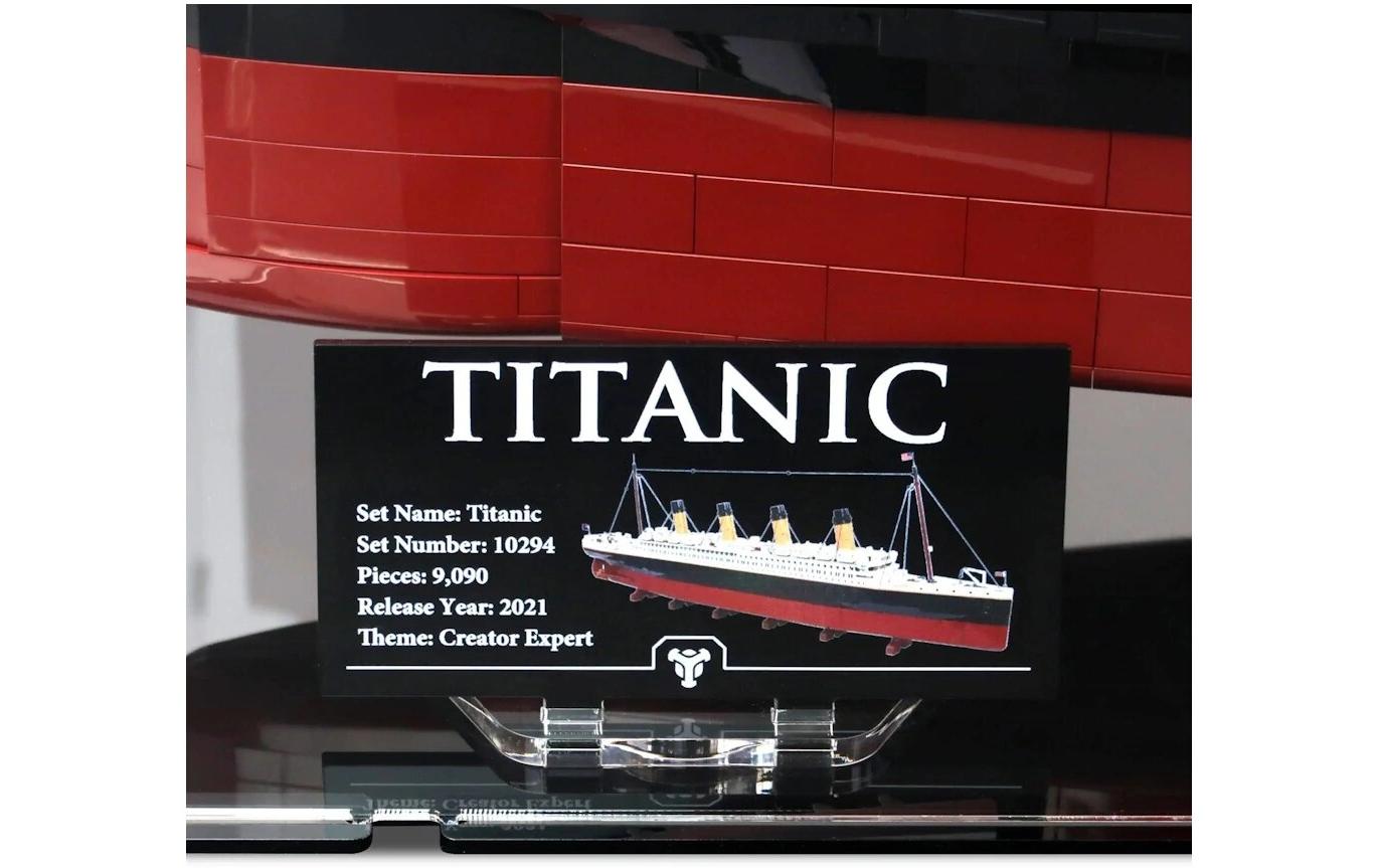 Baukasten Acryl-Display für LEGO 10294 Titanic<br>Acryl-Display-Box mit Hintergrundbild und schwarzem Boden