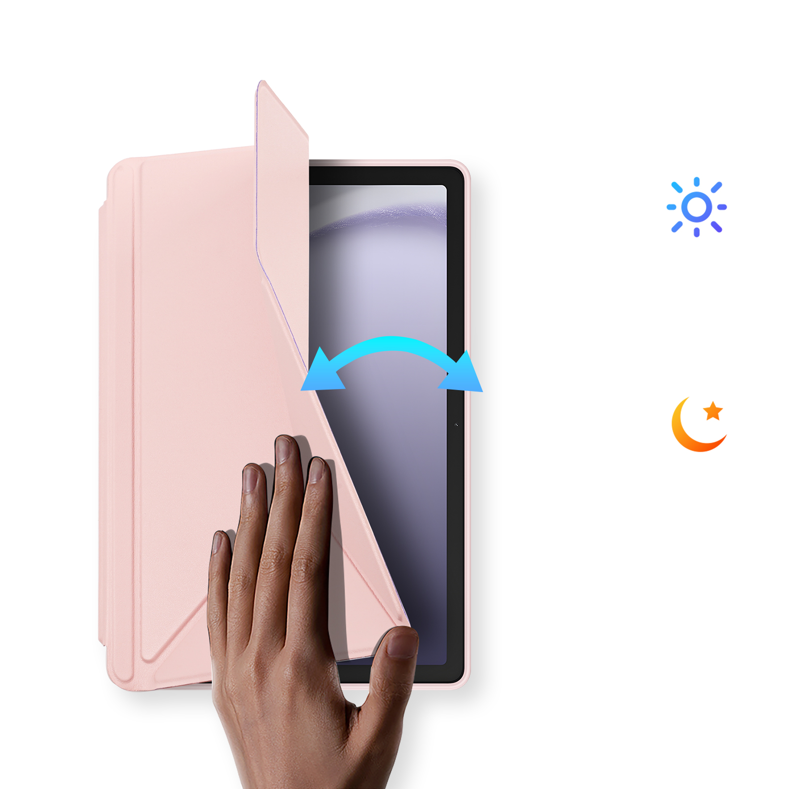 Samsung Galaxy Tab A11  Plus / A9  Plus 2in1 Abnehmbare Hybrid TPU Bumper Leder Tasche Smart Cover Schutzhülle - Rosa