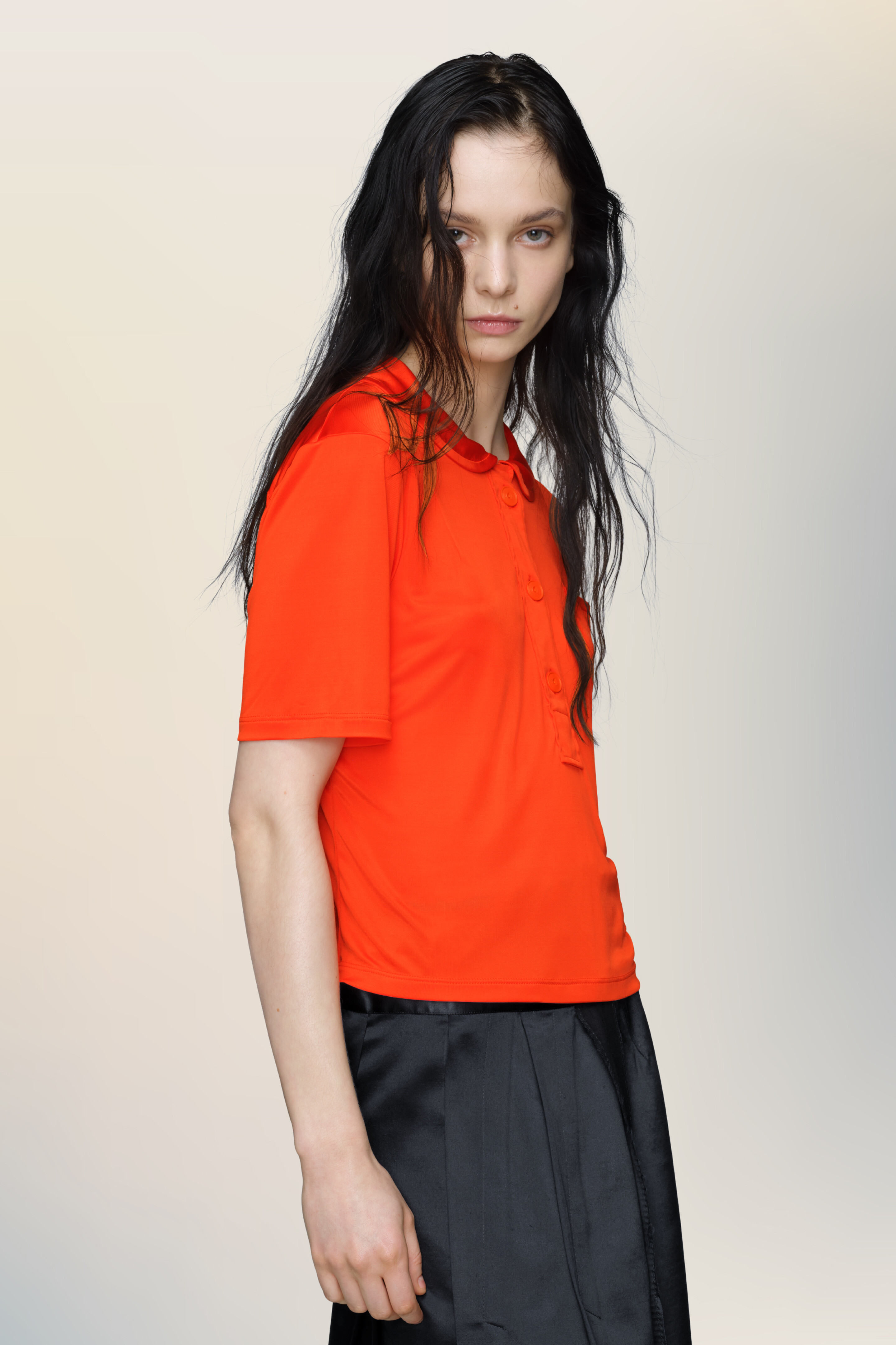 Polo orange en viscose pour femme Papaye
