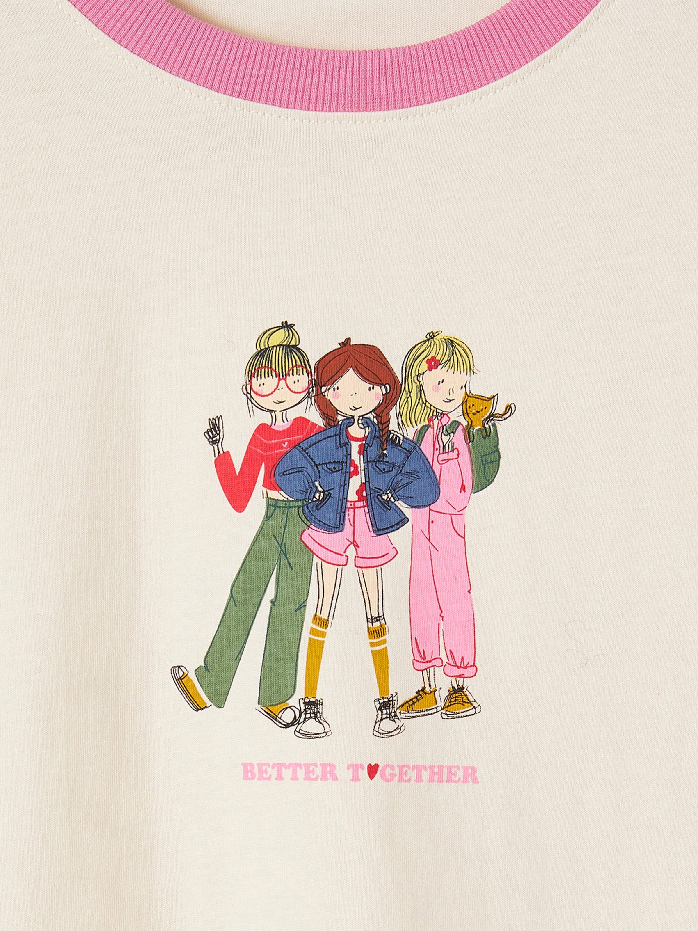 Vertbaudet Mädchen Shirt mit Girlie-Print und Recycling-Baumwolle vanille