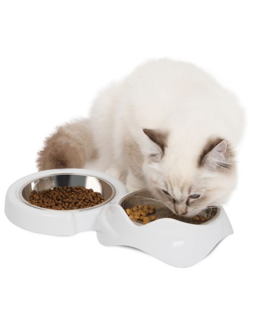 Catit Dubbele Voerbak - Kattenvoerbak - 17.5x32x6 cm Wit